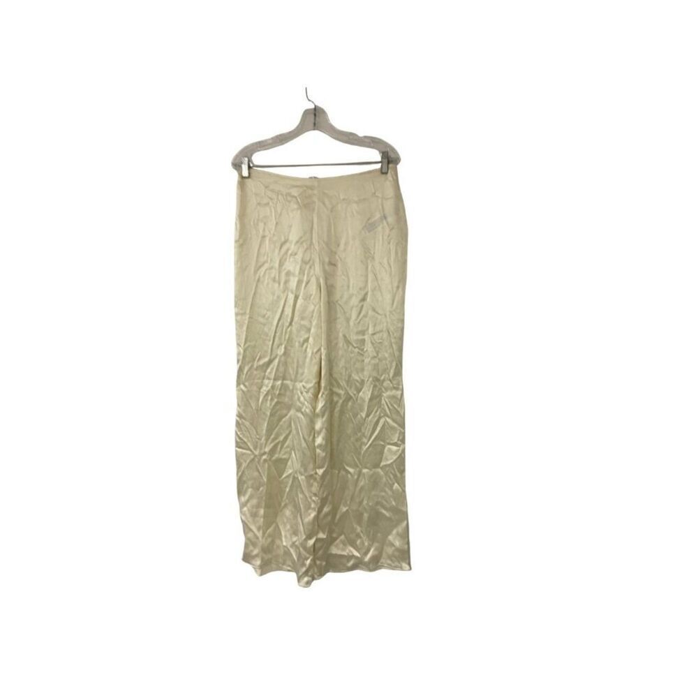 Zara Home Womens Mulberry Silk Pajama Pants M Ivory Satin Lounge 8175/122 NWT